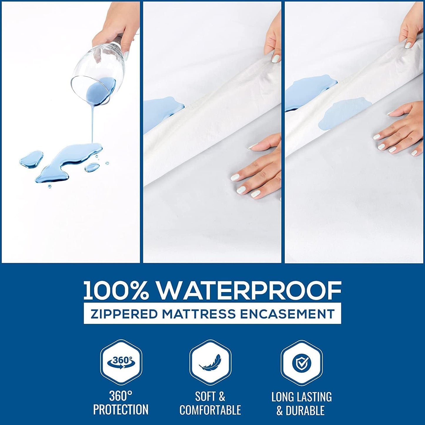 Utopia Bedding Mattress Protector Zippered Sleeper Sofa Queen Size, 100% Waterproof Bed Bug and Dust Mite Proof Mattress Encasement, Absorbent 6 Sided Mattress Cover
