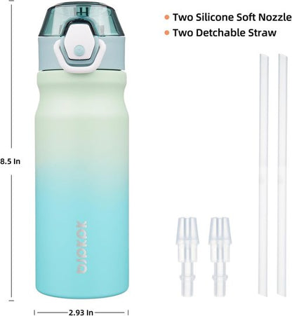 BJPKPK Insulated Water Bottle - 18oz Stainless Steel Flask with Straw & Carry Handle | Mint Color