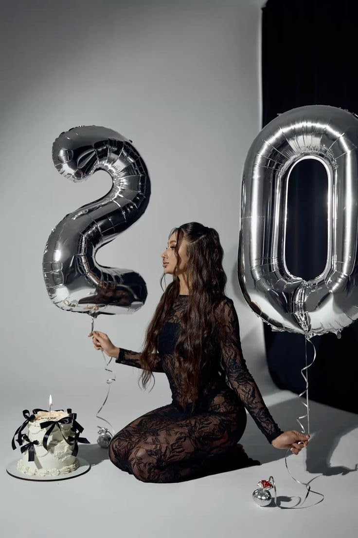 Number 20 Balloon - Silver 40 Inch Foil Balloon for Happy 20th Birthday & Special Events