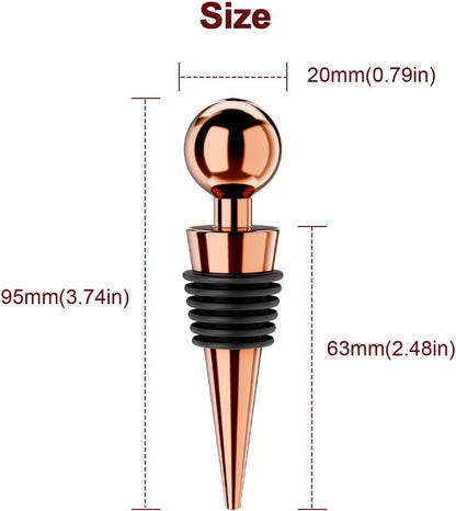 Wine Stoppers for Wine Bottles 6Pcs Vacuum Wine Bottle Stopper with Silicone Reusable Wine Corks, Leak proof Keep Fresh Suitable for Standard (Goldrose, 6 Pack)