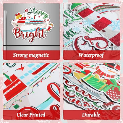 Christmas Cruise Door Magnets 16 Pack - Holiday Refrigerator & Car Decor - Classic
