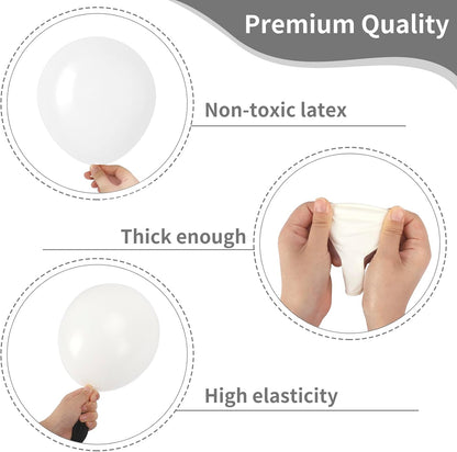 RUBFAC White Balloons - 105pcs in 5/10/12/18 Inch Sizes | Perfect for Party Decorations & Celebrations