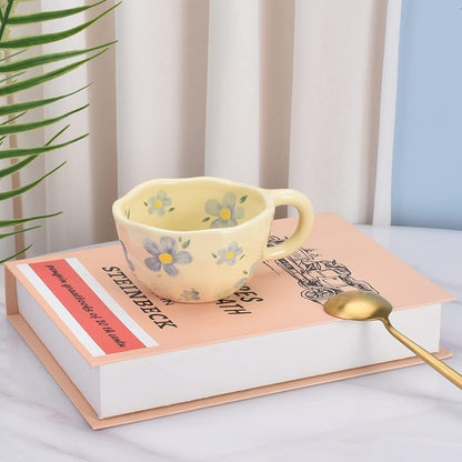 Koythin 8.5oz Floral Ceramic Mug - Blue Flower Coffee Tea Cup (Variation: Blue Flower)