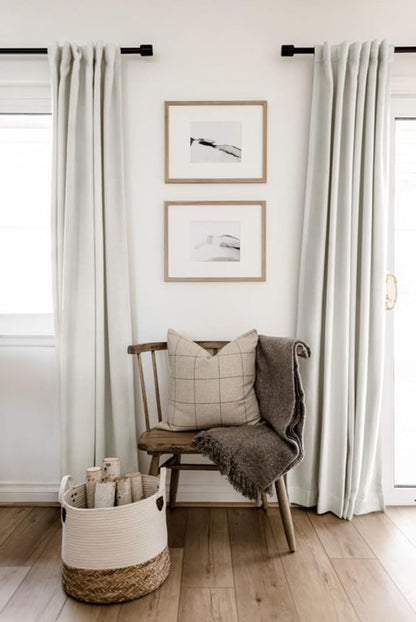 Skiennix 100% Blackout Linen Curtains - Thermal Insulated Drapes for Bedroom | 50" W x 108" L, Beige