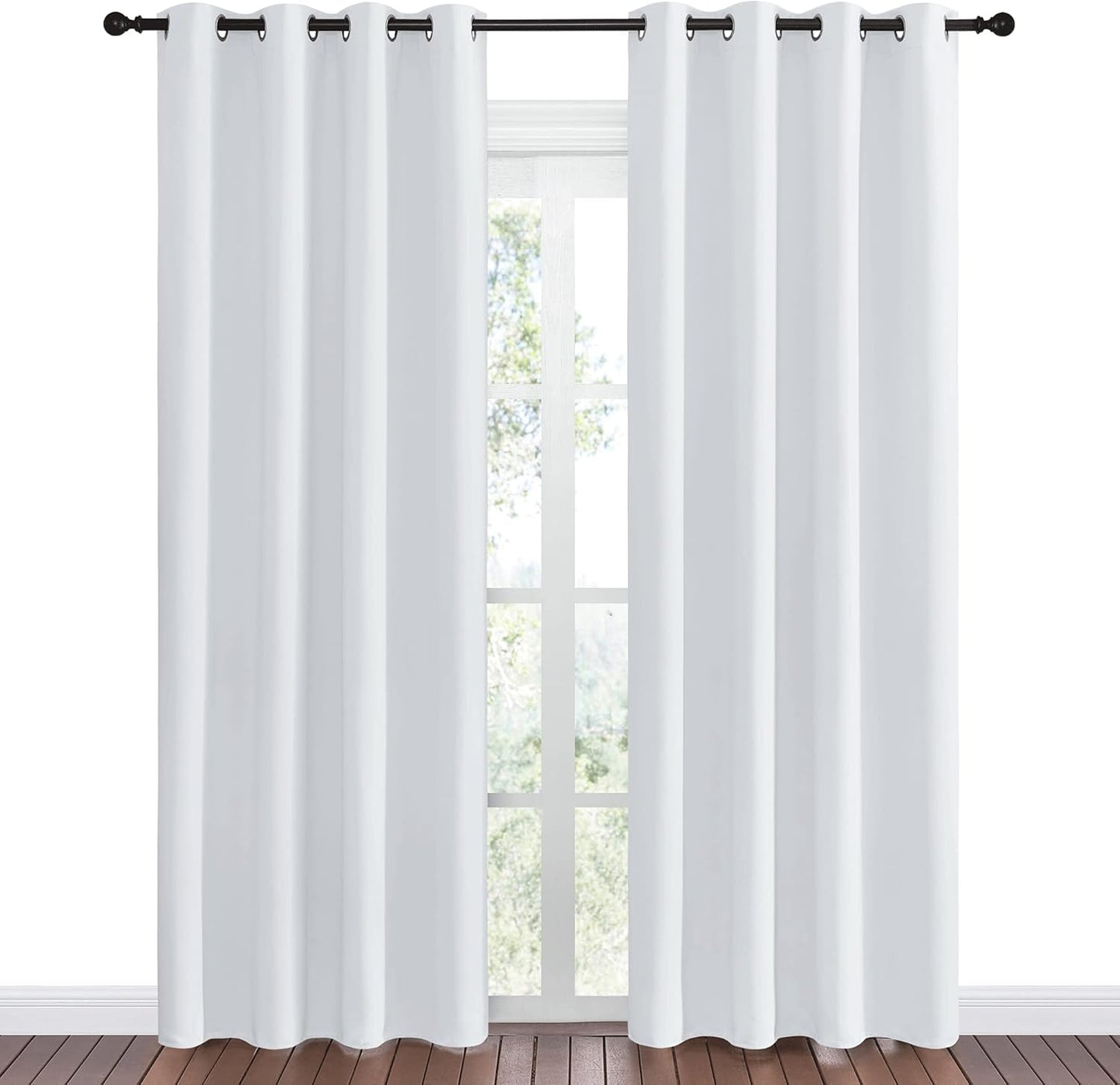 NICETOWN Room Darkening Curtains - Thermal Insulated Grommet Panels for Living Room | 2 Panels, 55x86, Greyish White