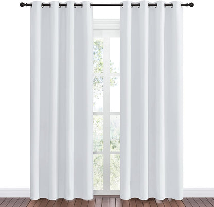 NICETOWN Room Darkening Curtains - Thermal Insulated Grommet Panels for Living Room | 2 Panels, 55x86, Greyish White