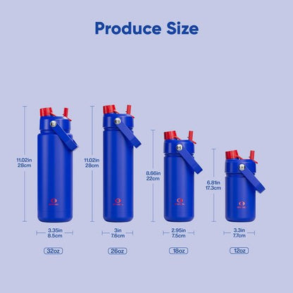 ENCOOL Insulated Water Bottle - Leak-Proof Stainless Steel with Straw | Keeps Drinks Cold for 24 Hours (26 oz, Beaucoup Blue)