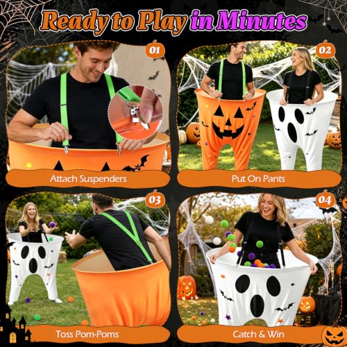 Large Pumpkin vs Ghost Catch Toss Game for Adults Halloween Party - 2 Pcs