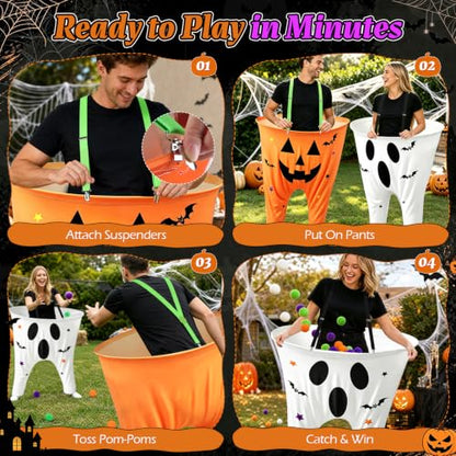 Large Pumpkin vs Ghost Catch Toss Game for Adults Halloween Party - 2 Pcs