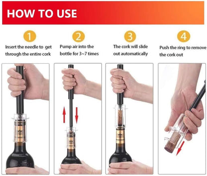 Wine Air Pressure Pump Bottle Opener Set With Foil Cutter,Simple Wine Pump Cork Remover Corkscrew,Efficient Corkscrew Bottle Opener,Easy Screw Out Tool,Great For Wine Lovers,Perfect Wine Gift.