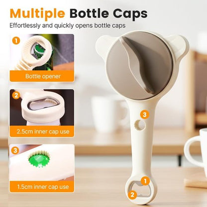 2026 Upgrade Jar Opener by [Brand Name] - 4-in-1 Multi-Function Tool for Seniors | Adjustable Stainless Steel Lid Remover (Beige)