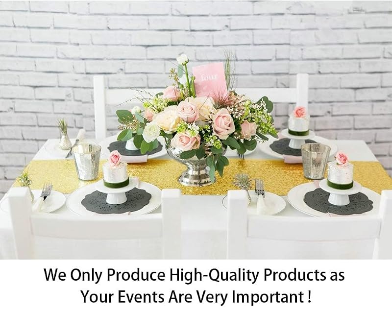 Gold Sequin Tassel Table Runner 12x48in - Wedding Decor (1pc) - Variation: Gold+12x48