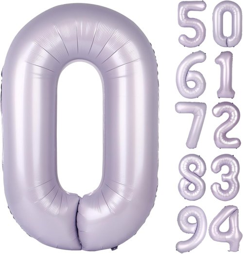 Lilac Number Balloon - 40 Inch 0 Number Balloons | Lavender Birthday Decorations for Women