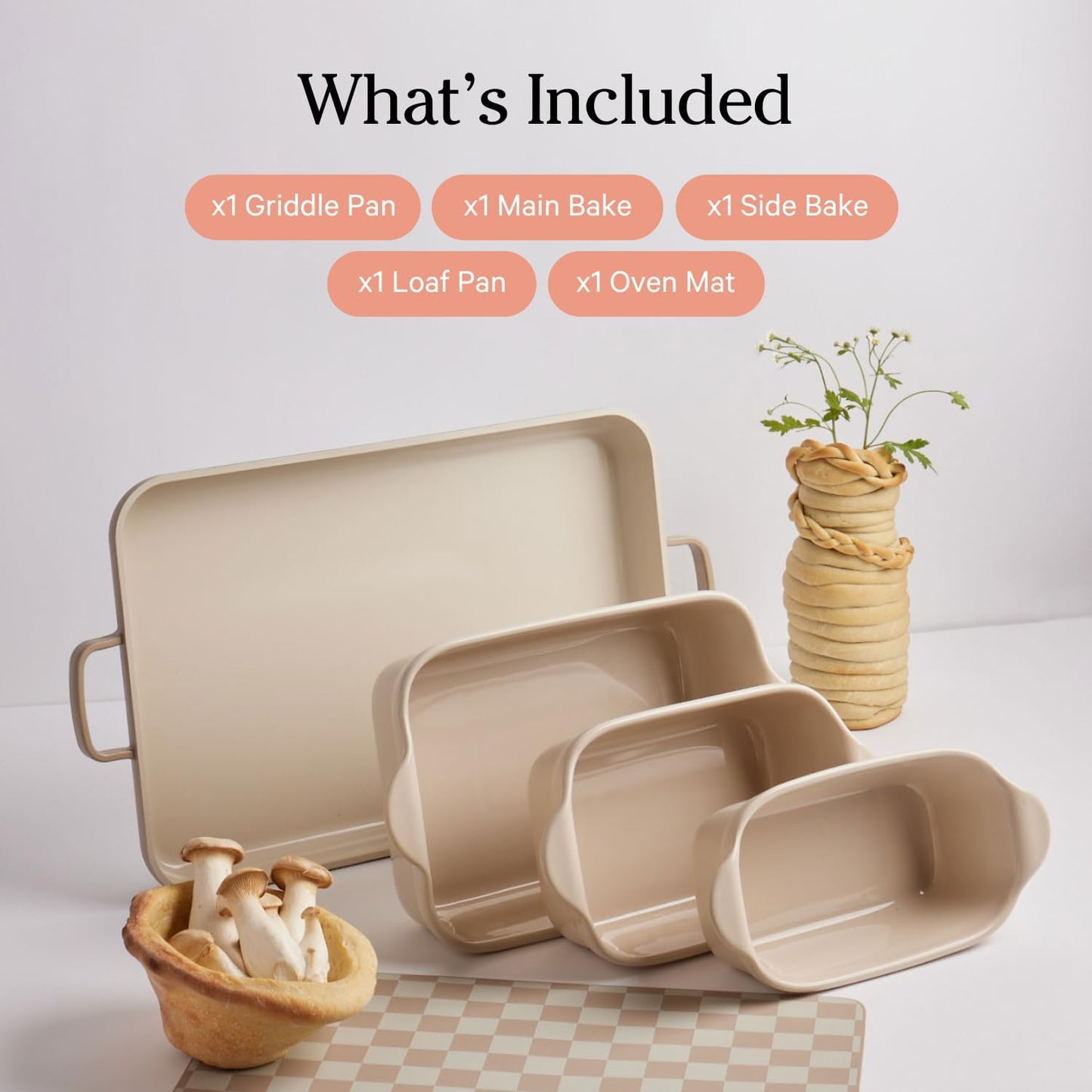 Our Place Bakeware Set - 5-Piece Ceramic Bakeware Collection | PFAS-Free Non-Toxic Nonstick | Blue Salt