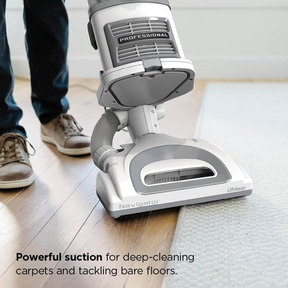 Shark Navigator Lift-Away Upright Vacuum Cleaner - Pet Hair HEPA Filter, Swivel Steering | White/Silver | NV356E