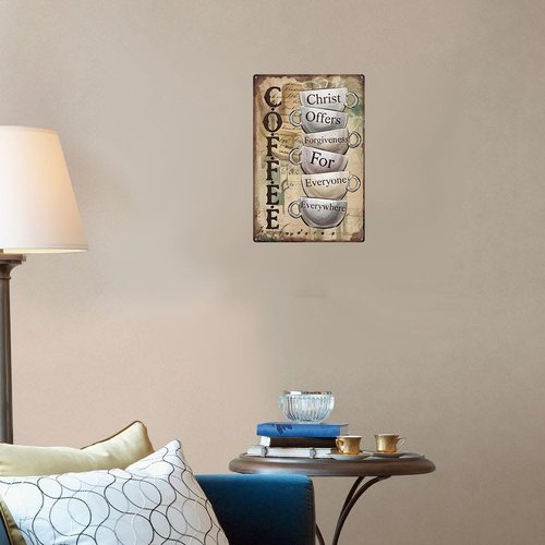 Christ Offers Forgiveness Metal Sign - 12x8 Rustic Wall Art for Christian Kitchen & Office Decor