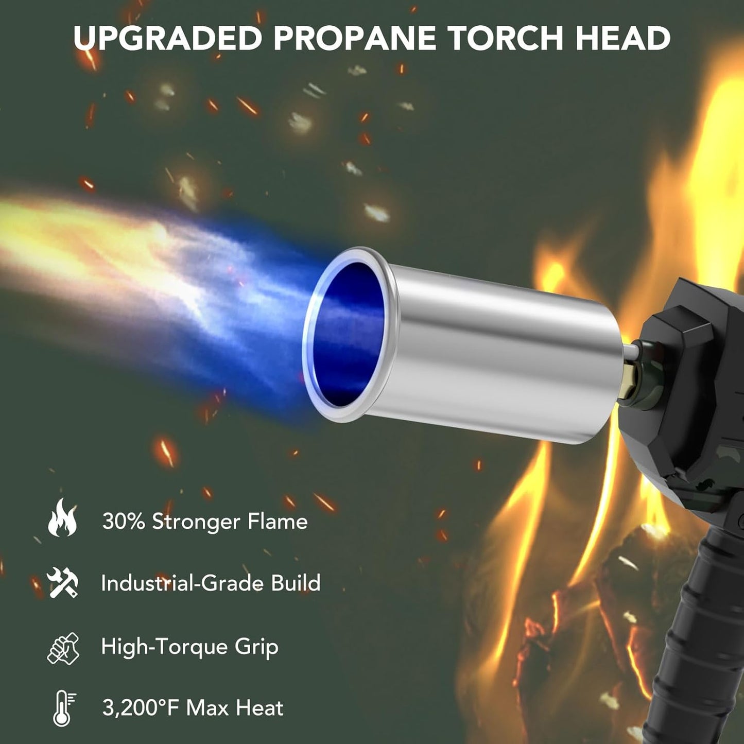 Sondiko Culinary Torch Gun - Powerful Adjustable Propane Burner for Searing Steak & BBQ | Campfire Starter