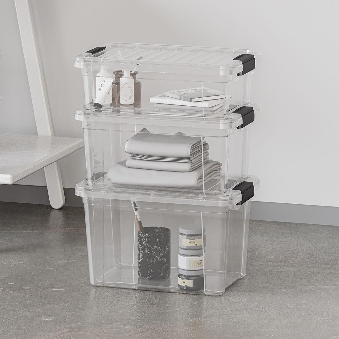 Superio Storage Bins - 10 Pack Clear Stackable Containers | 2.5 Qt BPA-Free, Non-Toxic Organizers for Home & Office