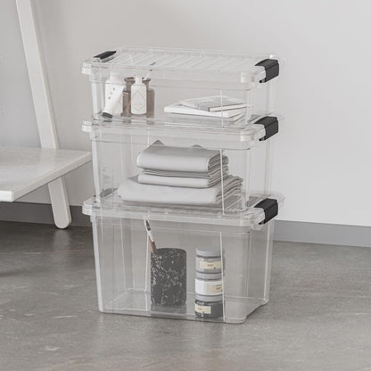 Superio Storage Bins - 10 Pack Clear Stackable Containers | 2.5 Qt BPA-Free, Non-Toxic Organizers for Home & Office