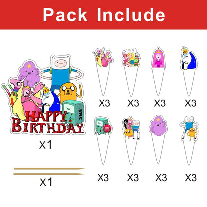 25 Pcs Adventure Cake Decorations with Cake Topper & Cupcake Toppers for Birthday Party