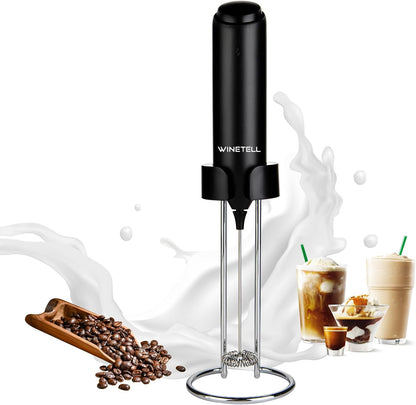Skiennix Rechargeable Electric Milk Frother - Powerful Handheld Whisk with USB-C Charging Stand | Ideal for Lattes, Hot Chocolate, Matcha