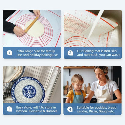 Silicone Baking Mat by Extra Large | Non-Stick, Heat-Resistant Dough & Pastry Roller – 31.5'' x 24''