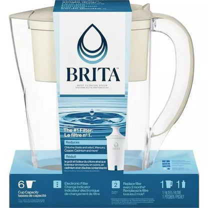 Brita Space Saver 6 Cup Water Filter Pitcher with 1 Standard Filter, Beige