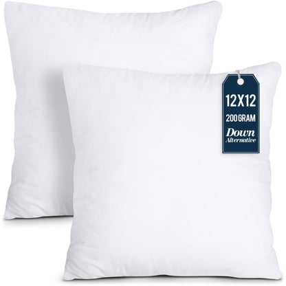 Utopia Bedding Throw Pillows Insert (Pack of 2, White) - 12 x 12 Inches Bed and Couch Pillows - Indoor Decorative Pillow
