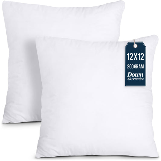 Utopia Bedding Throw Pillows Insert (Pack of 2, White) - 12 x 12 Inches Bed and Couch Pillows - Indoor Decorative Pillow