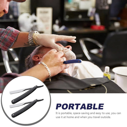 Uonlytech Manual Straight Edge Razor - Portable Black Barber Blade for Precise Shaving & Beard Styling
