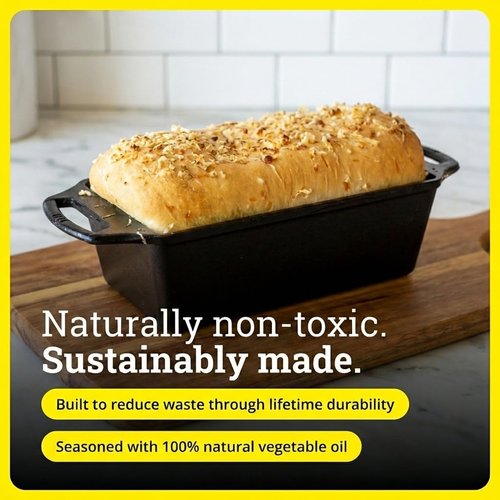 Lodge Seasoned Cast Iron Loaf Pan - Pre-Seasoned Bakeware for Even Browning - 8.5 Inches, PFAS-Free