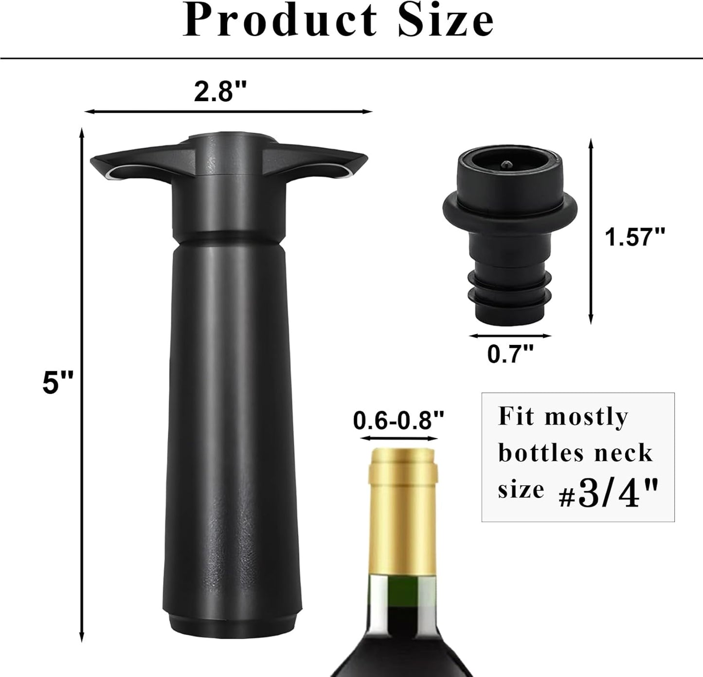 Wine Stoppers Vacuum with Pump, Keep Wine Fresh for up to 7 Days -1 Pump 4 Stopper, Wine Pumps and Wine Vacuum Stopper, Reusable for Wine Saver, Wine Stoppers for Wine Bottles
