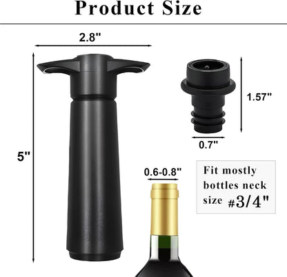 Wine Stoppers Vacuum with Pump, Keep Wine Fresh for up to 7 Days -1 Pump 4 Stopper, Wine Pumps and Wine Vacuum Stopper, Reusable for Wine Saver, Wine Stoppers for Wine Bottles