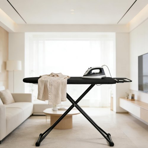Ironing Board Full Size, Heat Resistant Cover Wide Iron Board with Steam Rest, Ultra Thick Padding, Height Adjustable Heavy Sturdy Metal Frame Legs Ironing Stand,Non-Slip Foldable 58"x15"