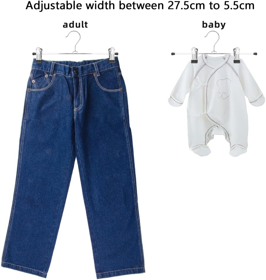 Northern Brothers Pants Hangers - 12 Pack Adjustable Metal Clips for Skirts & Trousers | Ideal for All Ages