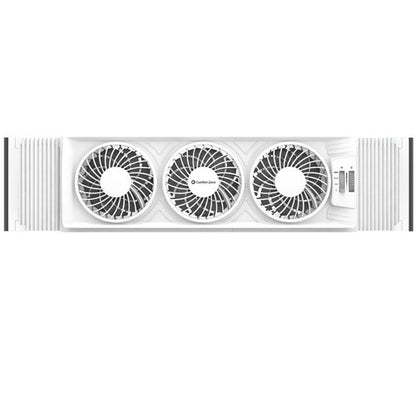 Comfort Zone Triple Window Fan with Adjustable Thermostat | 3-Speed High-Velocity Cooling | Horizontal or Vertical Manual Control | Fits Double Hung Windows (Min 25" x 8") | Fully Assembled | White