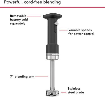 KitchenAid Go™ Cordless Hand Blender - Sleek Black Matte Design | Perfect for Easy Blending