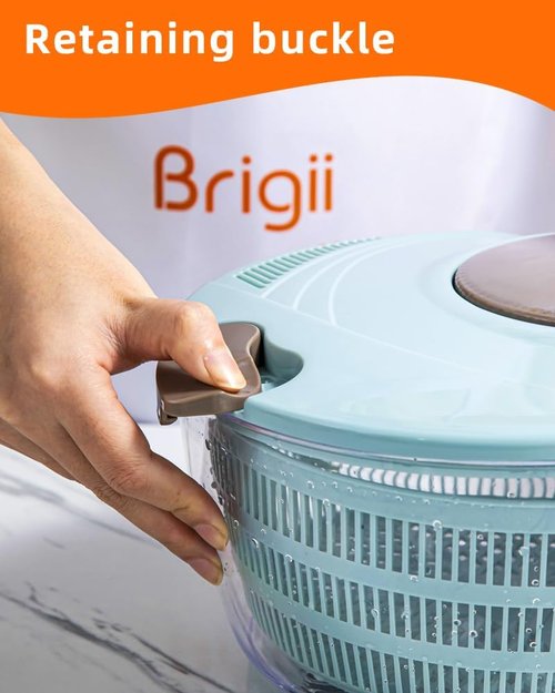 Brigii Salad Spinner - 4.24 Quart Lettuce Dryer with Double Drainage Holes for Fresh Greens & Veggies