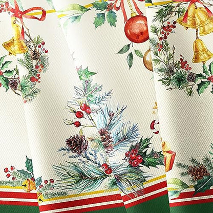 Oval Christmas Tablecloth 60 x 84in with Elk & Tree Holiday Decor - Waterproof Polyester