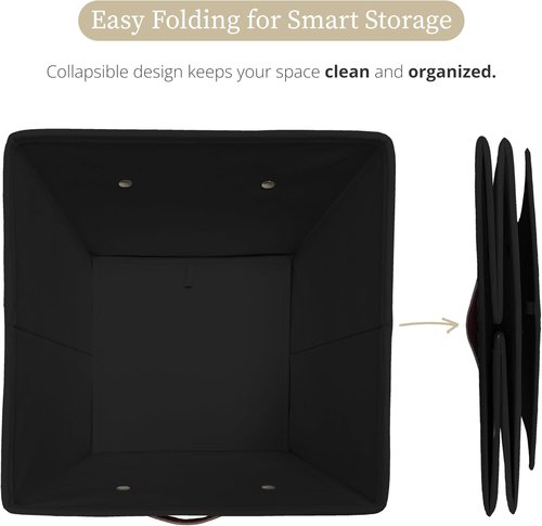 DECOMOMO Storage Bins - Fabric Cube Storage Bins with Labels for Shelves | 10.5" x 11" | Black (6pcs)