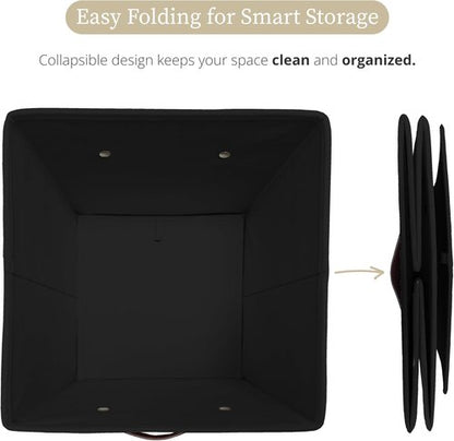 DECOMOMO Storage Bins - Fabric Cube Storage Bins with Labels for Shelves | 10.5" x 11" | Black (6pcs)