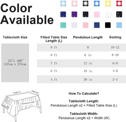 Regine Switzerland Blue Checkered Tablecloth - 2 Pack Waterproof Disposable 54 x 108 Inch for Parties & Picnics