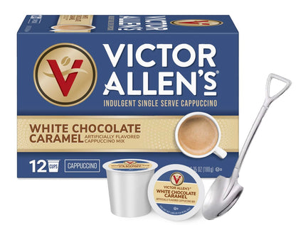 Victor Allen Indulgent White Chocolate Caramel Cappuccino Single Serve Cups 12 Count With Mini Spoon