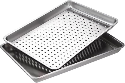 Regine Switzerland Extra Large 304 Stainless Steel Baking Pan Set - 2-Pack, Non-Toxic Bakeware, 1 Solid & 1 Perforated