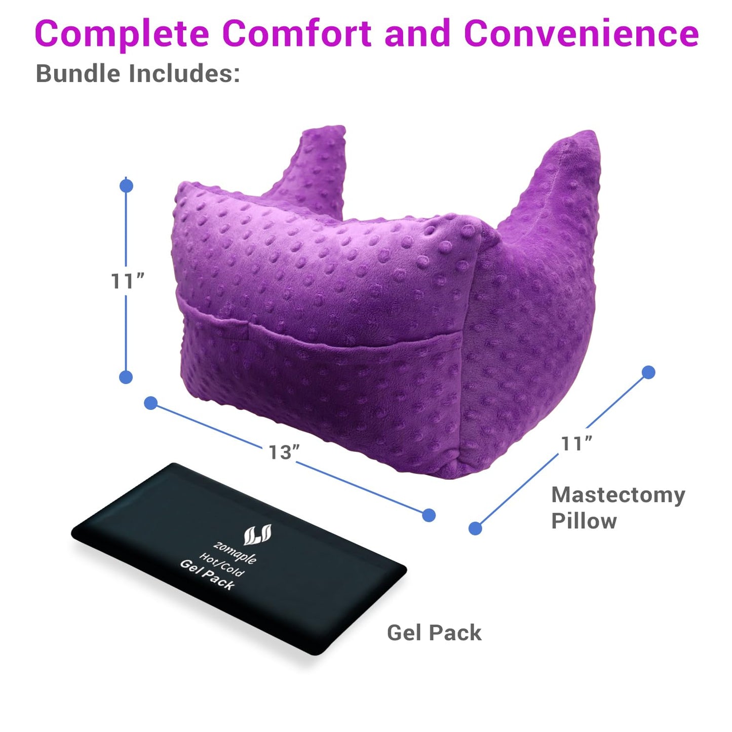 Zomaple Mastectomy Pillow - Post Surgery Pillow, Mastectomy Recovery Must Haves, Breast for After Heart Surgery, Reduction & Augmentation Patients Sleeping, Recovery Seatbelt Protection-Surgery Gift