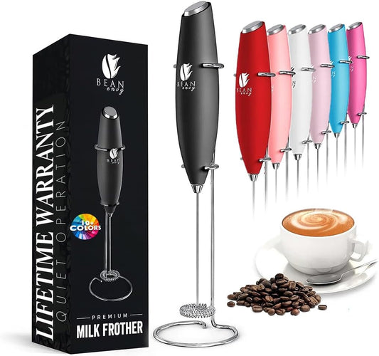 Bean Envy Milk Frother - Handheld Coffee Stirrers for Lattes, Cappuccino & Matcha - Black