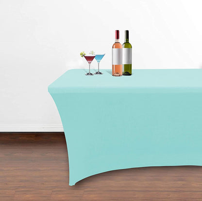 Obstal 4Ft Stretch Spandex Table Cover for Standard Folding Tables - 2 Pack Universal Rectangular Fitted Tablecloth for Party, Banquet, Events, Trade Show (Fresh Blue, 48L x 24W x 30H Inches)