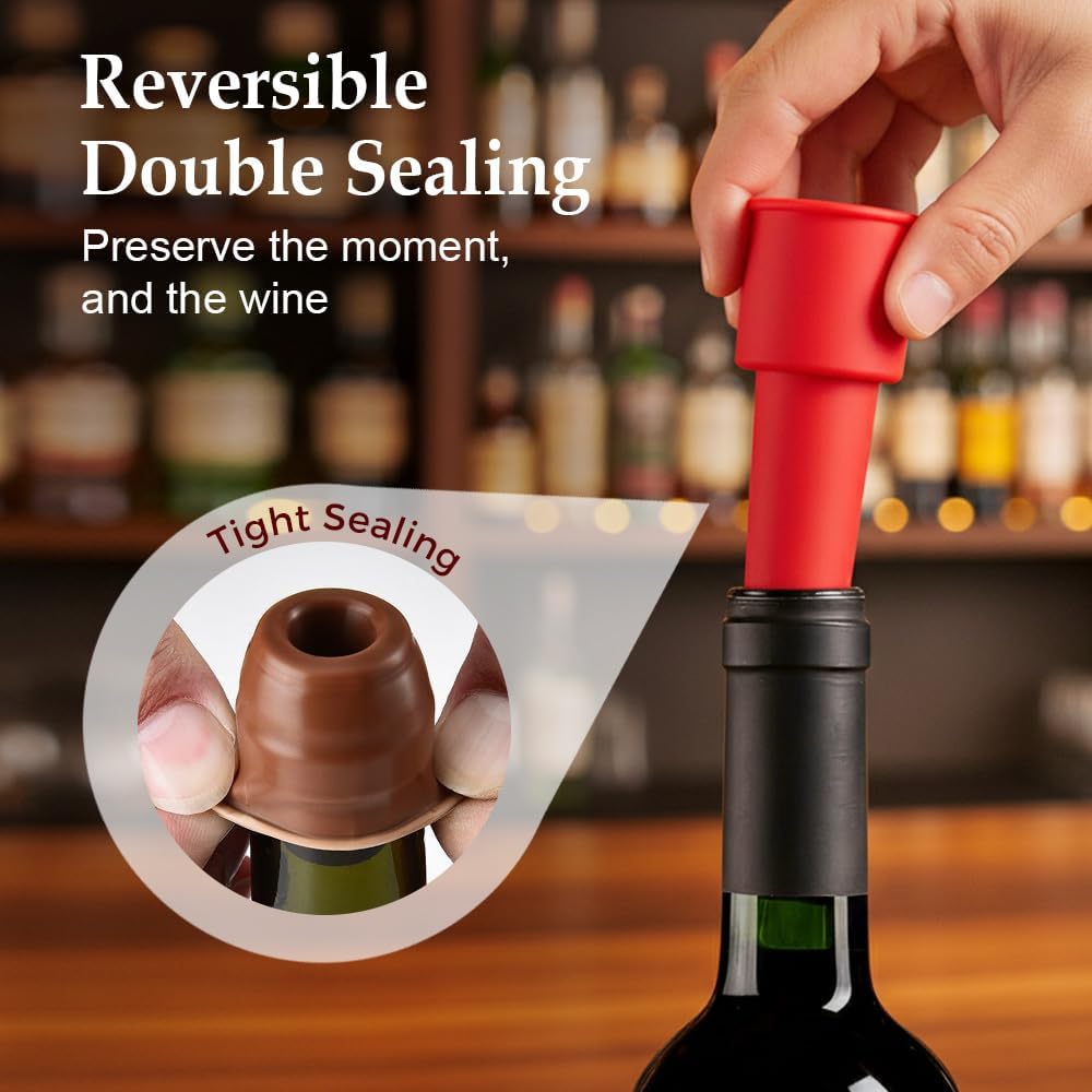 Silicone Wine Stopper for Wine Bottles, 2025 New Wine Stoppers for Wine Bottles, Seal Bottle Cover for Beer Champagne, Glass Bottle Sealer Covers Wine Stoppers for Home Use (4, No Handle)