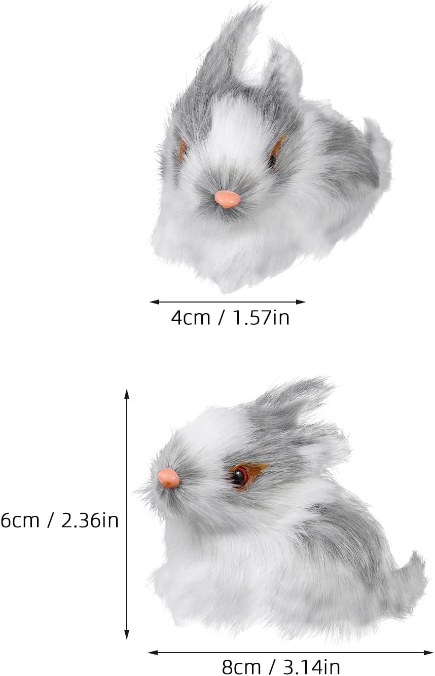 VICASKY Easter Rabbit Figurines - Realistic Mini Furry Bunnies for Basket Decor | 4-Piece Set