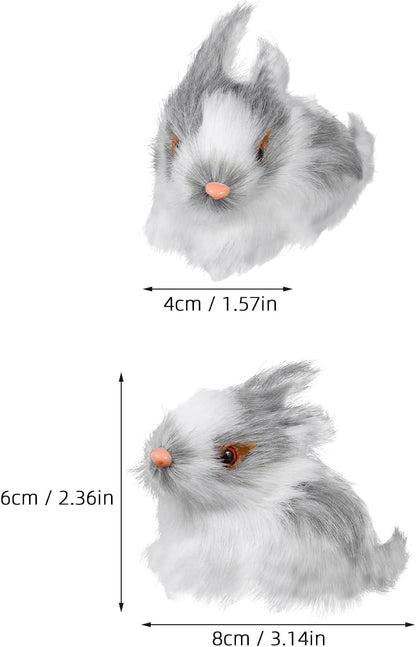 VICASKY Easter Rabbit Figurines - Realistic Mini Furry Bunnies for Basket Decor | 4-Piece Set